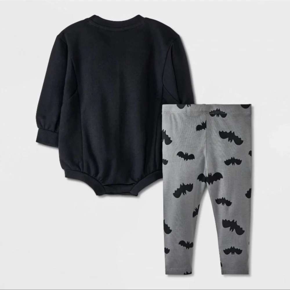 CAT & JACK 2 PC BAT FACE ROMPER SET - VARIOUS SIZES  (NEW WITH TAGS) A9